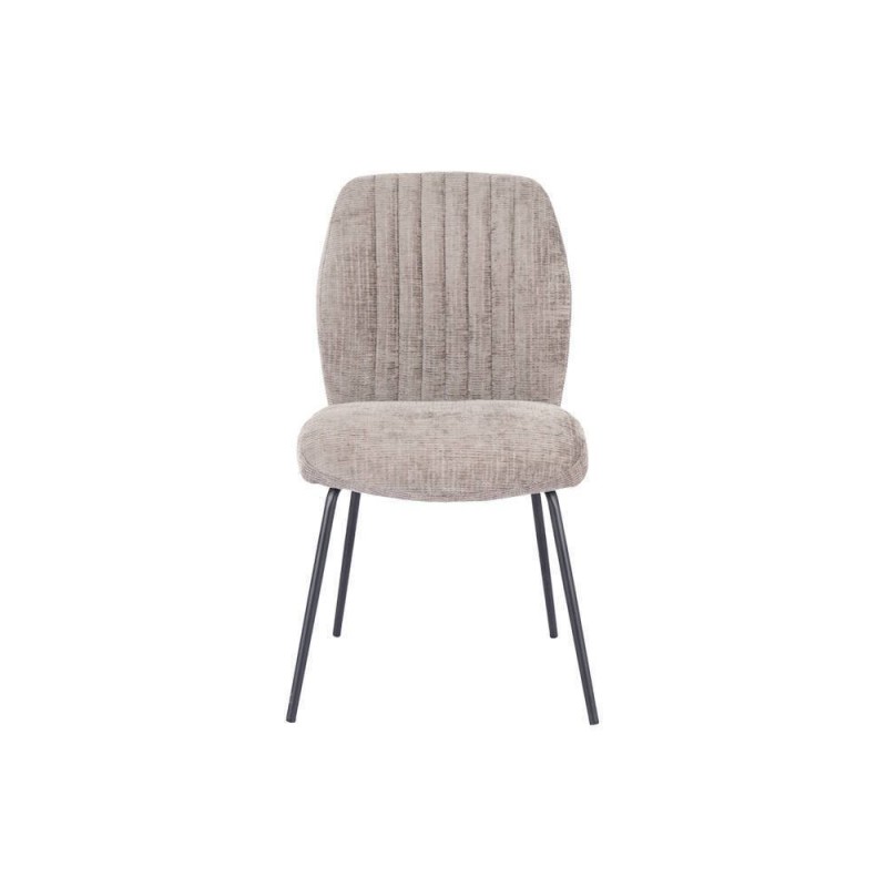 Pack de 2 Sillas Tapizadas en Tela Piedra con Patas en Acabado Negro, Asiento y Respaldo Ergonómicos, Medidas 61x47x89 cm