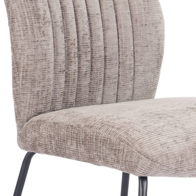 Pack de 2 Sillas Tapizadas en Tela Piedra con Patas en Acabado Negro, Asiento y Respaldo Ergonómicos, Medidas 61x47x89 cm