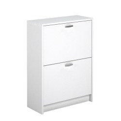 Zapatero Recibidor Blanco – Mueble Auxiliar Estrecho con 2 Puertas | Capacidad 12 Pares | 81,6 x 60 x 25 cm