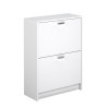 Zapatero Recibidor Blanco – Mueble Auxiliar Estrecho con 2 Puertas | Capacidad 12 Pares | 81,6 x 60 x 25 cm