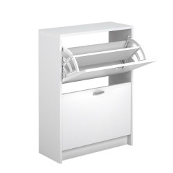 Zapatero Recibidor Blanco – Mueble Auxiliar Estrecho con 2 Puertas | Capacidad 12 Pares | 81,6 x 60 x 25 cm