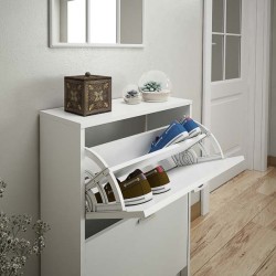 Zapatero Recibidor Blanco – Mueble Auxiliar Estrecho con 2 Puertas | Capacidad 12 Pares | 81,6 x 60 x 25 cm