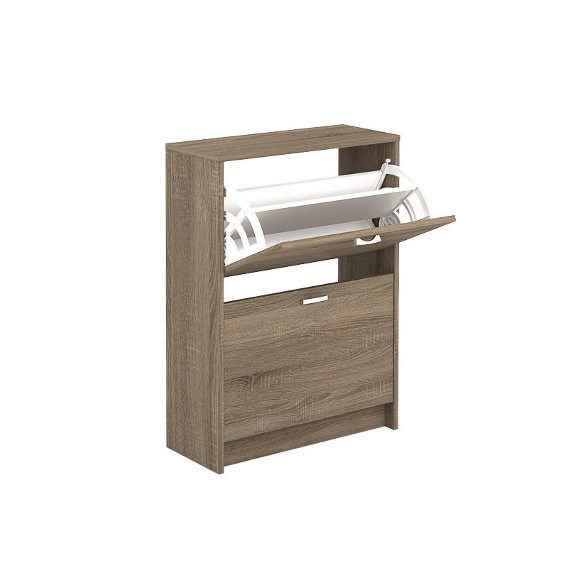 Zapatero Recibidor Roble – Mueble Auxiliar Estrecho con 2 Puertas | Capacidad 12 Pares | 81,6 x 60 x 25 cm