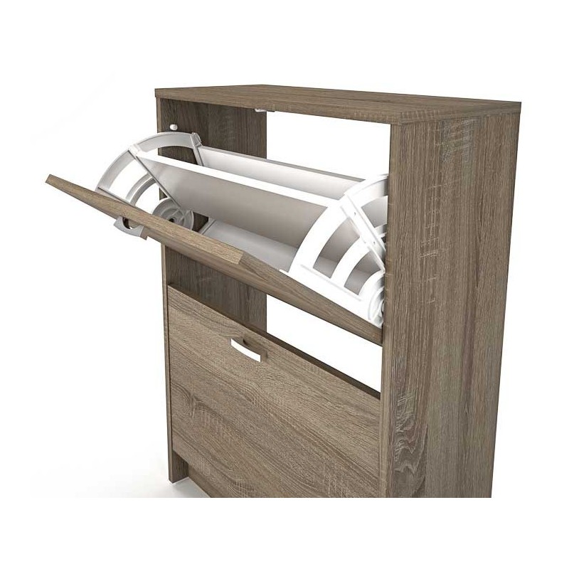 Zapatero Recibidor Roble – Mueble Auxiliar Estrecho con 2 Puertas | Capacidad 12 Pares | 81,6 x 60 x 25 cm