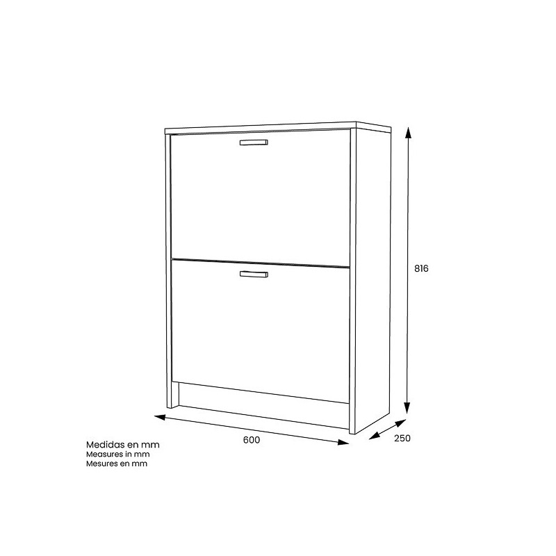 Zapatero Recibidor Roble – Mueble Auxiliar Estrecho con 2 Puertas | Capacidad 12 Pares | 81,6 x 60 x 25 cm