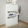 Zapatero Compacto Blanco – Mueble con 3 Puertas y Doble Profundidad | MDF con Acabado Melamina | 70 x 25 x 120 cm