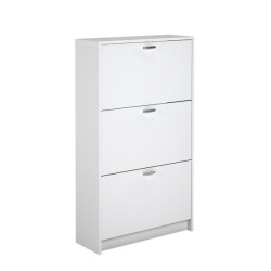 Zapatero Compacto Blanco – Mueble con 3 Puertas y Doble Profundidad | MDF con Acabado Melamina | 70 x 25 x 120 cm