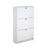 Zapatero Compacto Blanco – Mueble con 3 Puertas y Doble Profundidad | MDF con Acabado Melamina | 70 x 25 x 120 cm