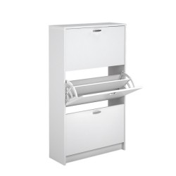 Zapatero Compacto Blanco – Mueble con 3 Puertas y Doble Profundidad | MDF con Acabado Melamina | 70 x 25 x 120 cm