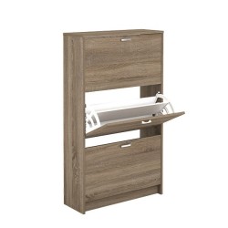 Zapatero Compacto Roble – Mueble con 3 Puertas y Doble Profundidad | MDF con Acabado Melamina | 70 x 25 x 120 cm