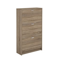 Zapatero Compacto Roble – Mueble con 3 Puertas y Doble Profundidad | MDF con Acabado Melamina | 70 x 25 x 120 cm