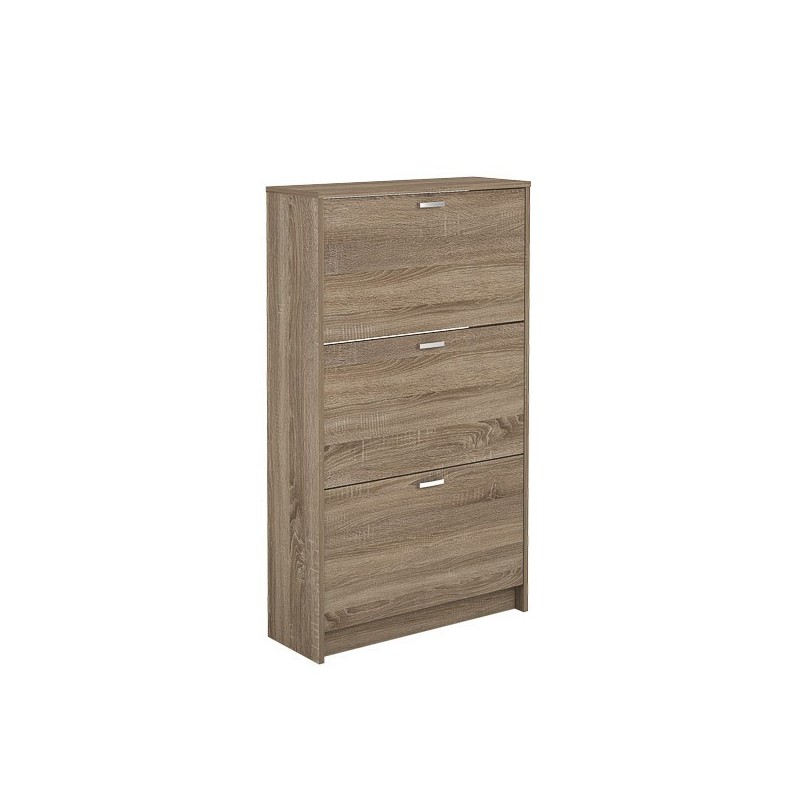 Zapatero Compacto Roble – Mueble con 3 Puertas y Doble Profundidad | MDF con Acabado Melamina | 70 x 25 x 120 cm