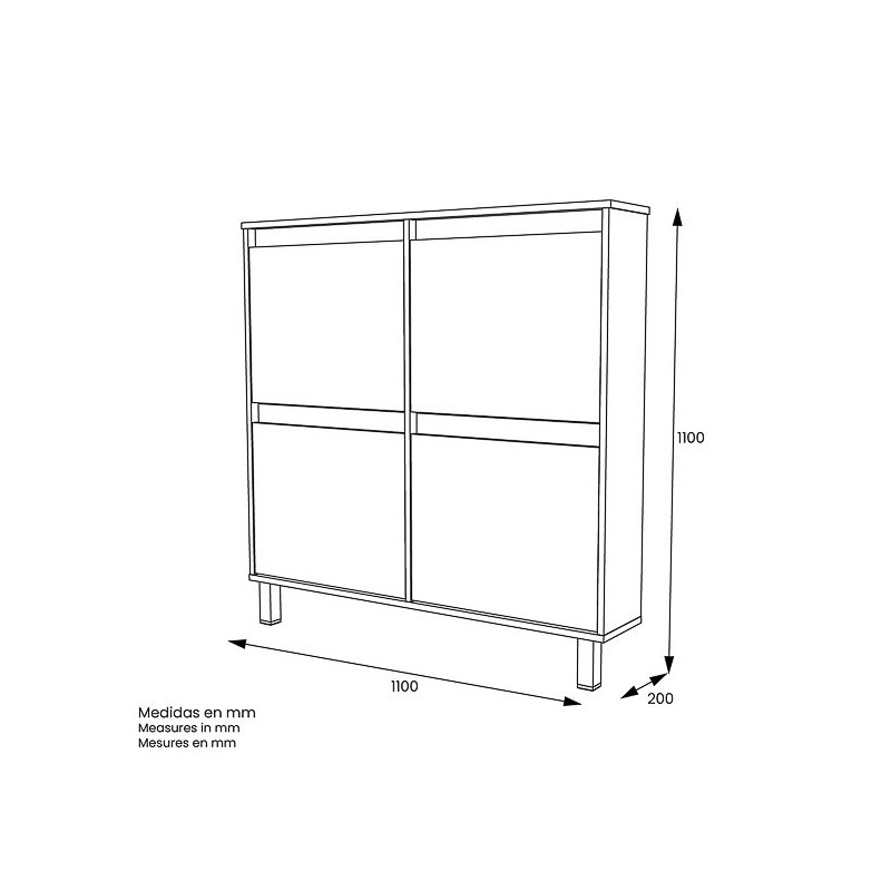 Zapatero de Melamina Roble/Blanco – 4 Puertas Abatibles | Gran Capacidad | 110 x 110 x 20 cm