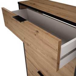 Mueble Zapatero de Entrada – 2 Puertas y 1 Cajón | Color Roble/Pizarra | 110 x 90 x 24,5 cm