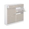 Mueble Zapatero con 4 Puertas y 2 Cajones | Acabado Blanco/Textil | 116,8 x 104,3 x 27 cm