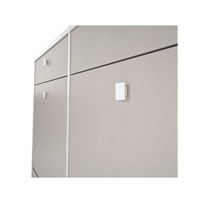 Mueble Zapatero con 4 Puertas y 2 Cajones | Acabado Blanco/Textil | 116,8 x 104,3 x 27 cm