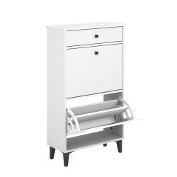 Mueble Zapatero Blanco con 2 Puertas y 1 Cajón | 61,1 x 110 x 25 cm