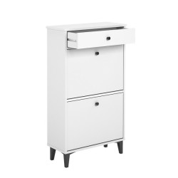 Mueble Zapatero Blanco con 2 Puertas y 1 Cajón | 61,1 x 110 x 25 cm