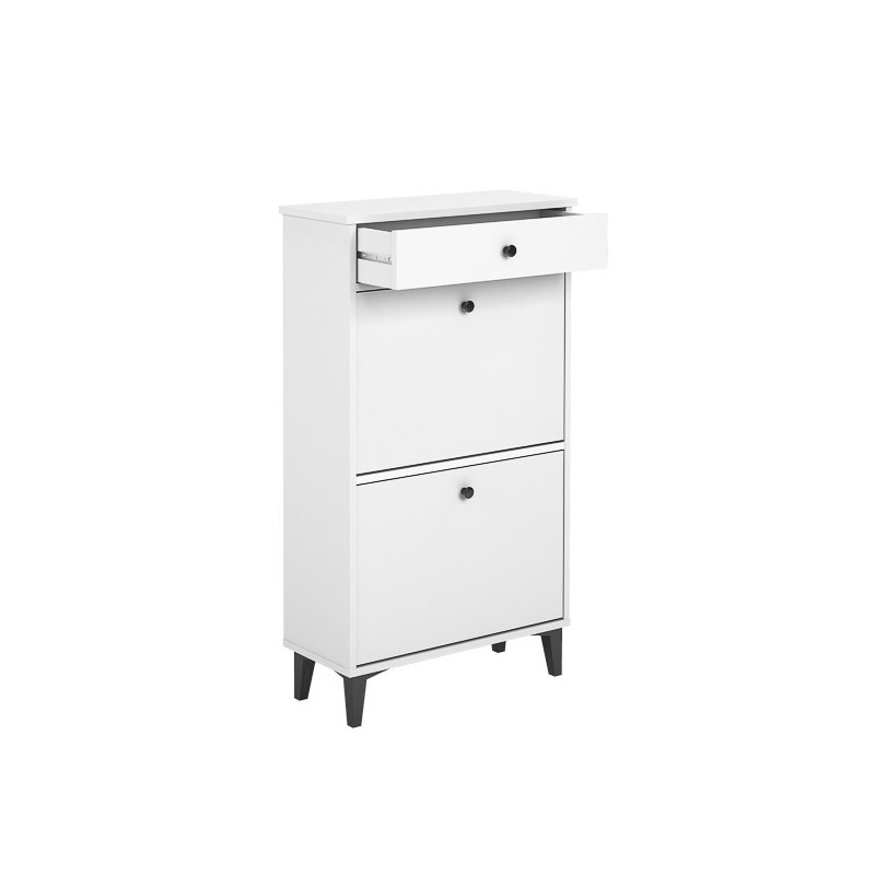 Mueble Zapatero Blanco con 2 Puertas y 1 Cajón | 61,1 x 110 x 25 cm