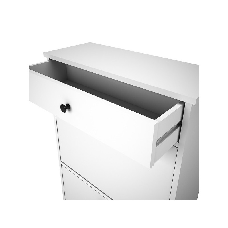 Mueble Zapatero Blanco con 2 Puertas y 1 Cajón | 61,1 x 110 x 25 cm