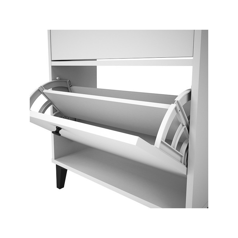 Mueble Zapatero Blanco con 2 Puertas y 1 Cajón | 61,1 x 110 x 25 cm