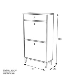 Mueble Zapatero Blanco con 2 Puertas y 1 Cajón | 61,1 x 110 x 25 cm