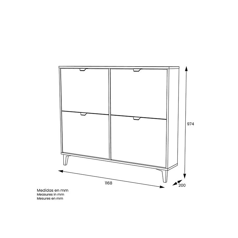 Mueble Zapatero - Almacenamiento Elegante y Práctico | 97,4 x 116,8 x 20 cm (alto x ancho x fondo)