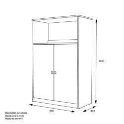 Mueble Auxiliar para Microondas | Color Blanco y Roble | 124 x 80 x 40 cm (alto x ancho x fondo)