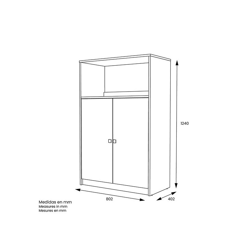 Mueble Auxiliar para Microondas | Color Blanco y Roble | 124 x 80 x 40 cm (alto x ancho x fondo)