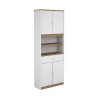 Armario Multiusos Tipo Buffet con 4 Puertas – Acabado Blanco y Roble – 180 x 67 x 29 cm (alto x ancho x fondo)