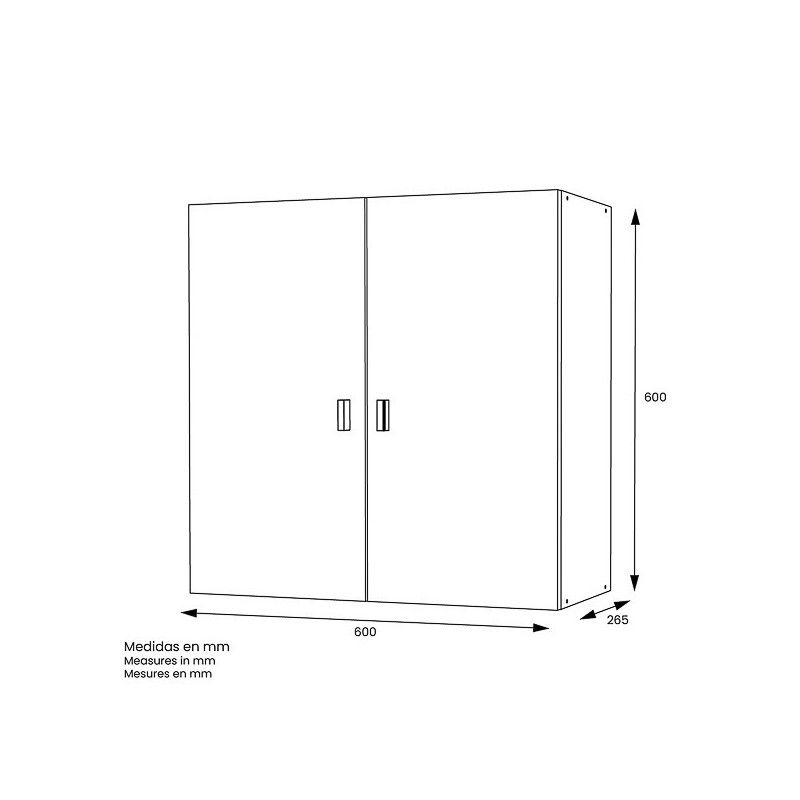 Mueble Alto de Cocina para Colgar con 2 Puertas – Color Blanco – 60 x 60 x 26,5 cm (alto x ancho x fondo)