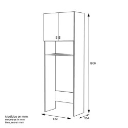 Armario Multiusos Fabricado en Melamina para Lavadora o Baño – 180 x 64 x 35 cm (alto x ancho x fondo)