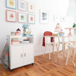 Mueble Auxiliar para Microondas – Acabado Blanco – 79,5 x 60 x 40 cm (alto x ancho x fondo)