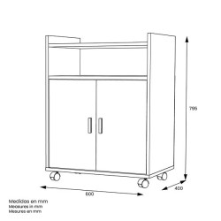 Mueble Auxiliar para Microondas – Acabado Blanco – 79,5 x 60 x 40 cm (alto x ancho x fondo)