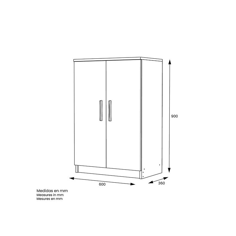 Armario Multiusos Color Roble – Color Blanco – 60 x 90 x 36 cm