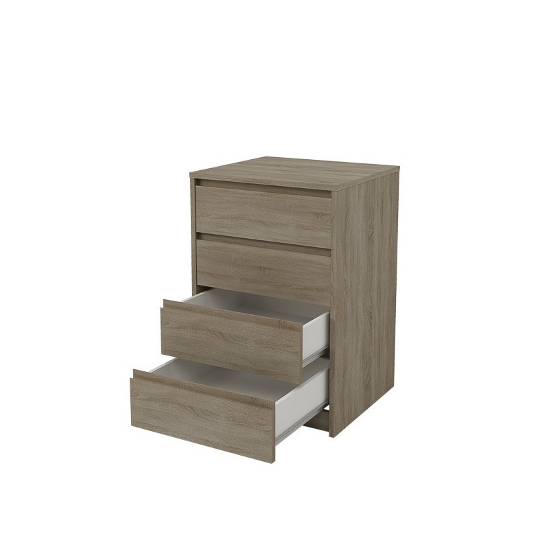 Cómoda Cajonera 4 cajones acabado en Color Roble. 74cm(alto) 50cm(ancho) 45cm(fondo)