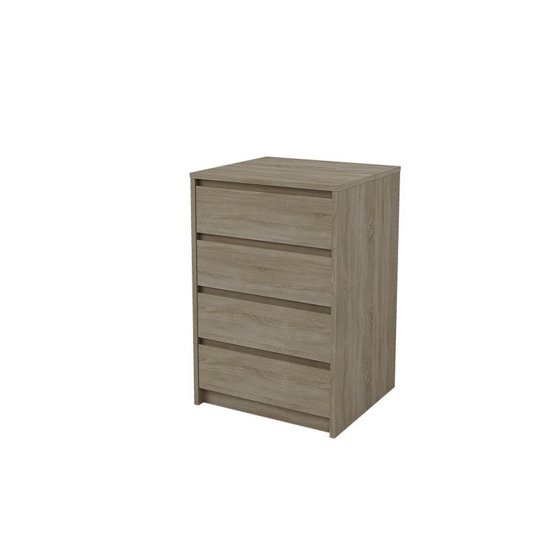 Cómoda Cajonera 4 cajones acabado en Color Roble. 74cm(alto) 50cm(ancho) 45cm(fondo)