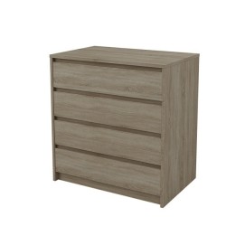 Cómoda Cajonera 4 cajones acabado en Color Roble. 74cm(alto) 70cm(ancho) 45cm(fondo)