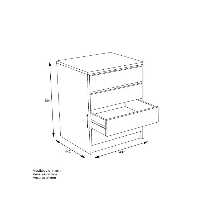 Cajonera 4 cajones | Color: Blanco | Medidas: 62 cm x 50 cm x 44 cm mueble dormitorio