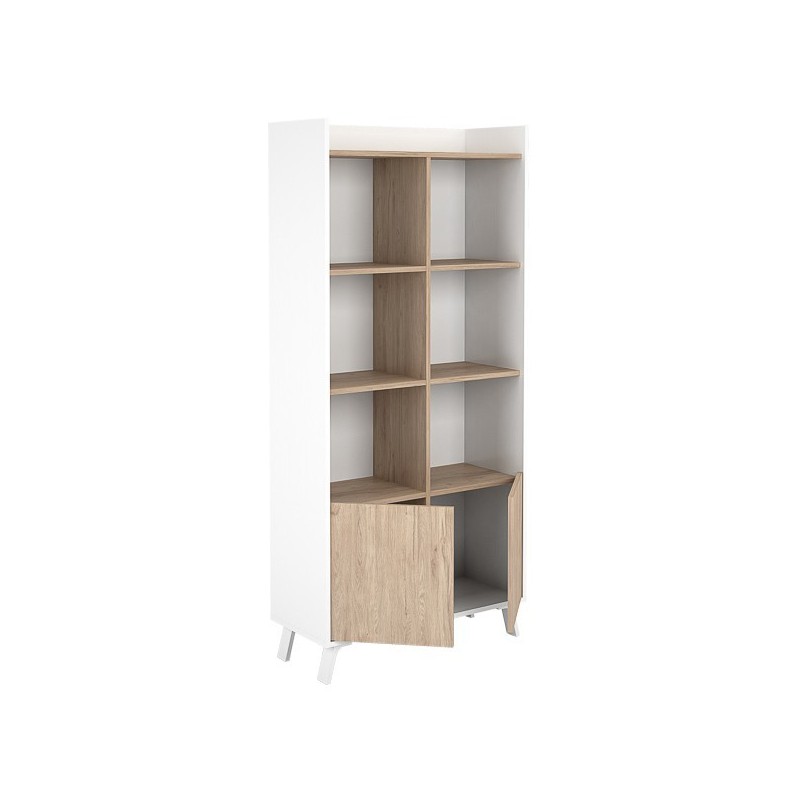 Estantería Decorativa, Librería, Separador Ambientes, Acabado en Roble y Blanco,171 cm (Al) x 80 cm (Anc) x 33,5 cm (Fon)