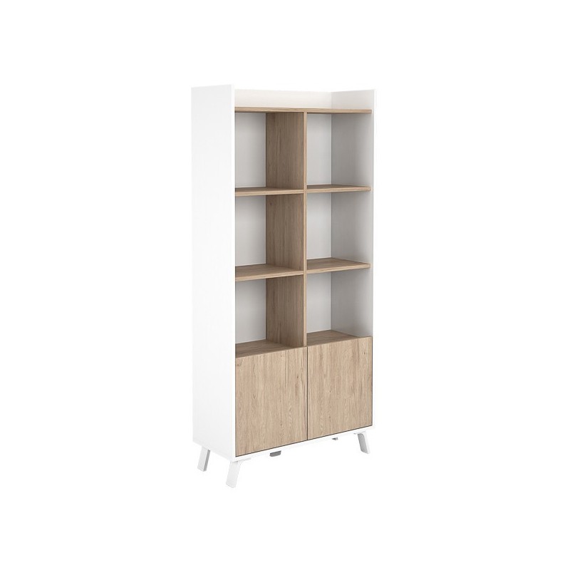 Estantería Decorativa, Librería, Separador Ambientes, Acabado en Roble y Blanco,171 cm (Al) x 80 cm (Anc) x 33,5 cm (Fon)
