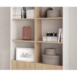 Estantería Decorativa, Librería, Separador Ambientes, Acabado en Roble y Blanco,171 cm (Al) x 80 cm (Anc) x 33,5 cm (Fon)