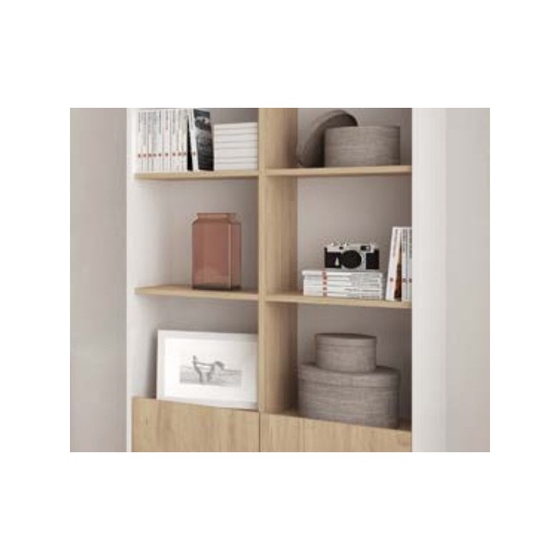 Estantería Decorativa, Librería, Separador Ambientes, Acabado en Roble y Blanco,171 cm (Al) x 80 cm (Anc) x 33,5 cm (Fon)