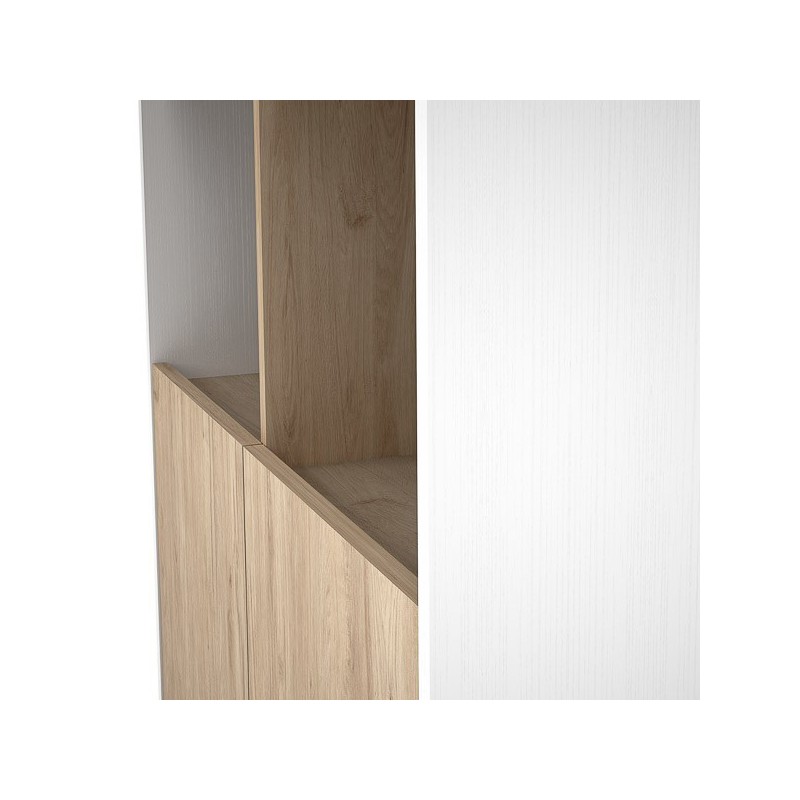 Estantería Decorativa, Librería, Separador Ambientes, Acabado en Roble y Blanco,171 cm (Al) x 80 cm (Anc) x 33,5 cm (Fon)