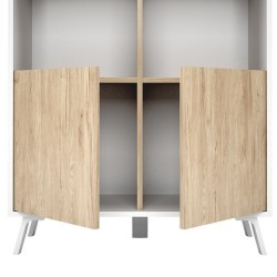 Estantería Decorativa, Librería, Separador Ambientes, Acabado en Roble y Blanco,171 cm (Al) x 80 cm (Anc) x 33,5 cm (Fon)