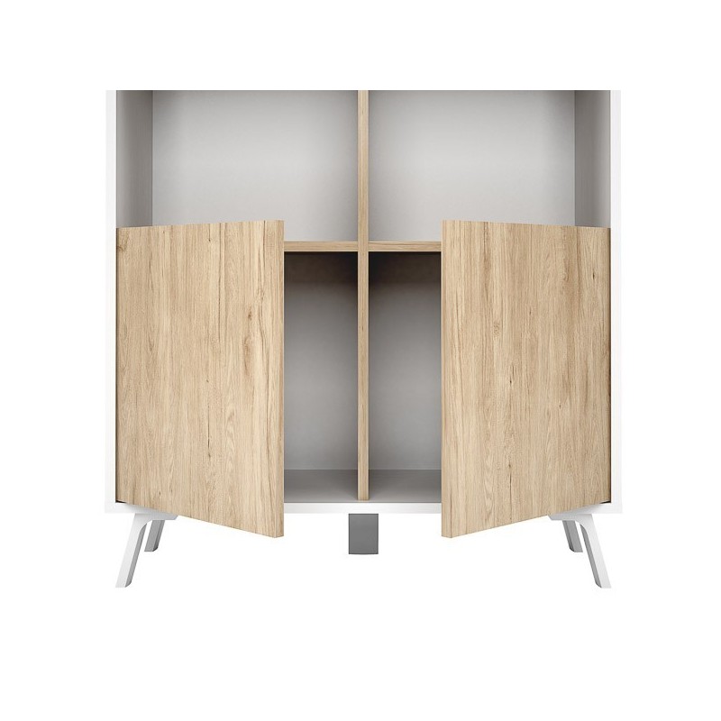 Estantería Decorativa, Librería, Separador Ambientes, Acabado en Roble y Blanco,171 cm (Al) x 80 cm (Anc) x 33,5 cm (Fon)