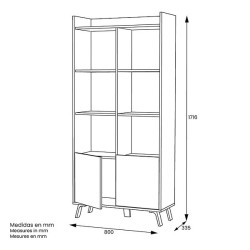 Estantería Decorativa, Librería, Separador Ambientes, Acabado en Roble y Blanco,171 cm (Al) x 80 cm (Anc) x 33,5 cm (Fon)