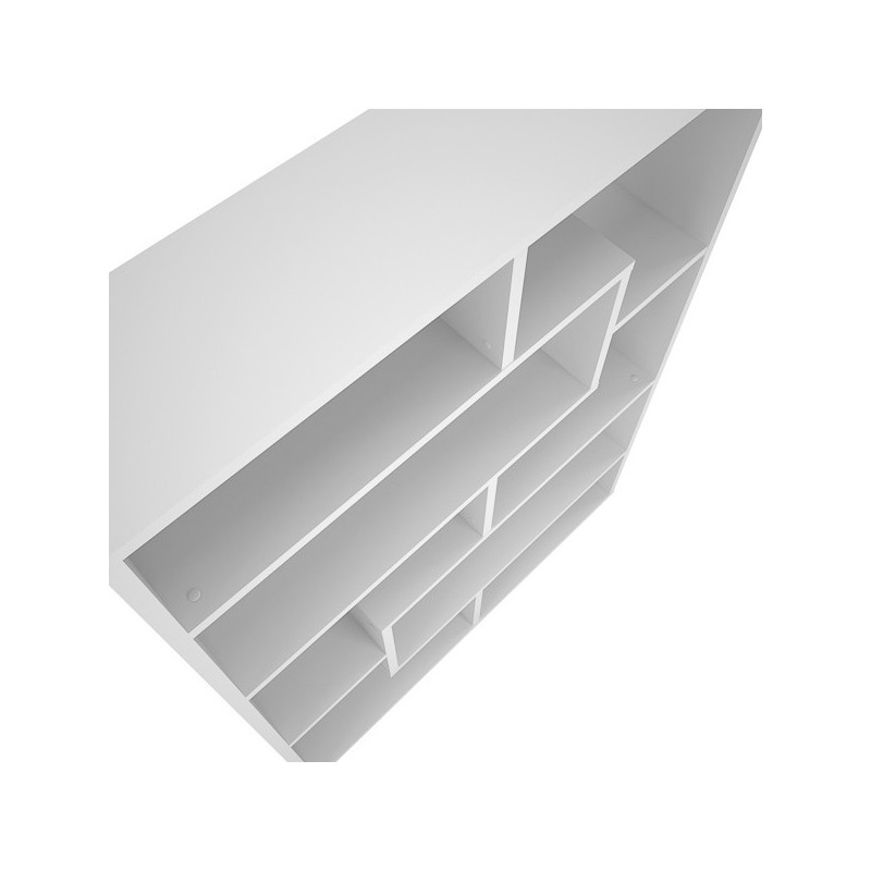 Estantería Geométrica Blanca para Salón con Múltiples Estantes – 169 x 120 x 28 cm (alto x ancho x fondo)