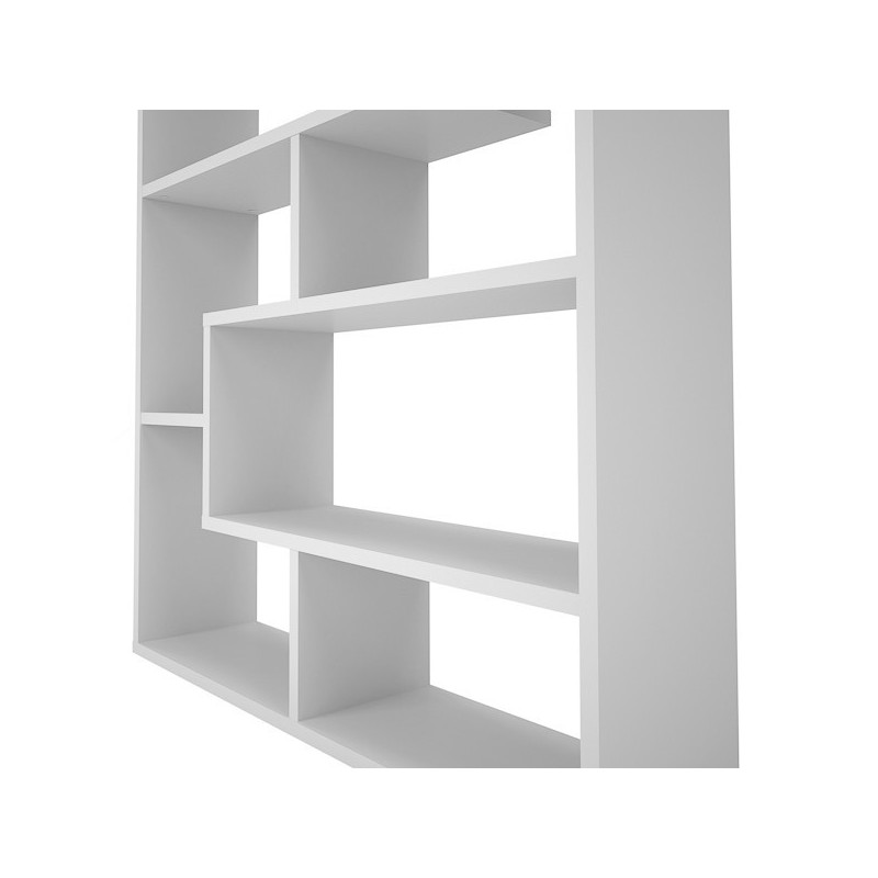 Estantería Geométrica Blanca para Salón con Múltiples Estantes – 169 x 120 x 28 cm (alto x ancho x fondo)