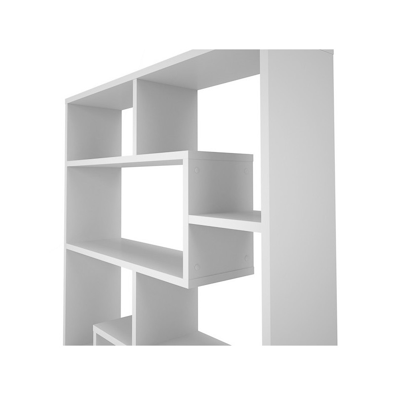 Estantería Geométrica Blanca para Salón con Múltiples Estantes – 169 x 120 x 28 cm (alto x ancho x fondo)